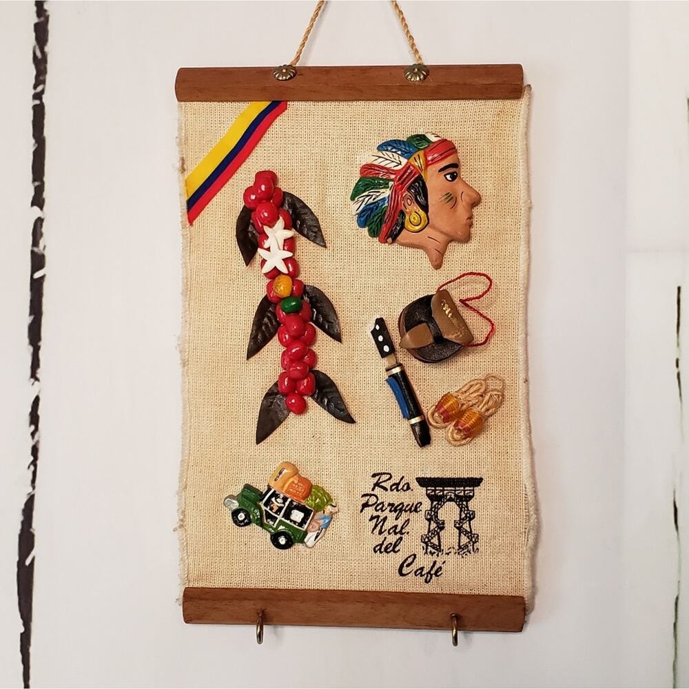 Colombia Souvenir Artisan Hand Crafted Distressed Wall Hanging Key Holder